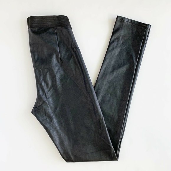 Faux Black Leather Skinny Pants Side Zip Leggings - Picture 10 of 10
